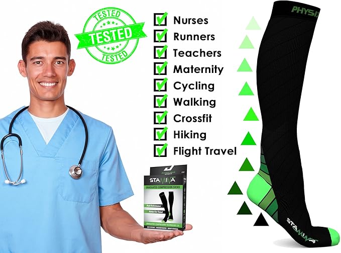 Physix Gear Compression Socks 20-30 mmHg - Men & Women - Running, Nurses, Shin Splints, Flight, Travel