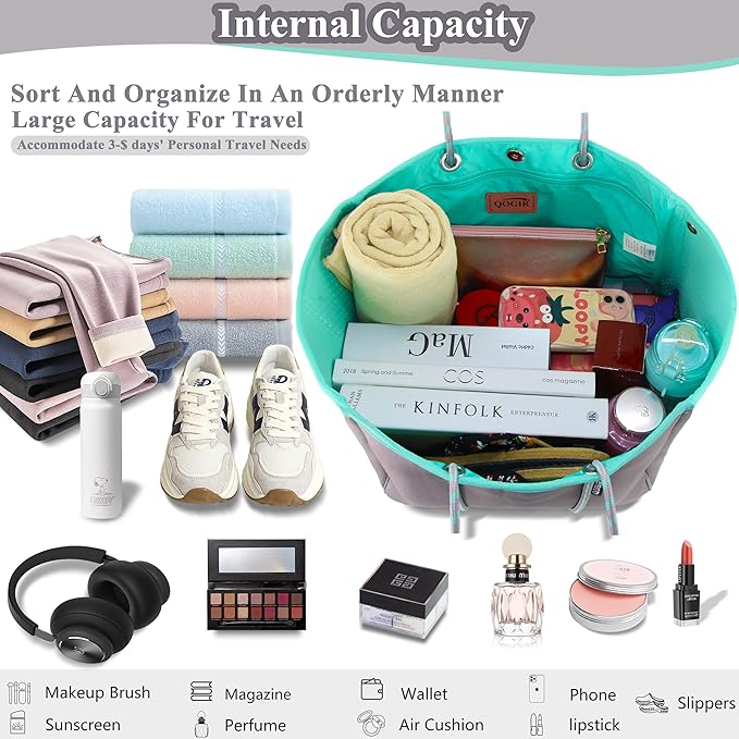 QOGiR Neoprene Multipurpose Beach Bag Tote with Inner Zipper Pocket … … … …