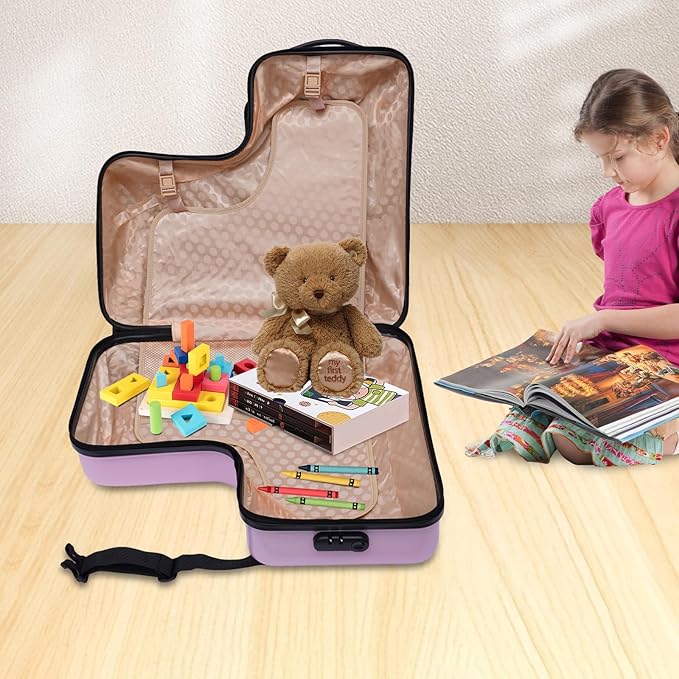 CNCEST 24" Kid's Ride-on Travel Suitcase, Rolling Carry Trolley Luggage with Password Lock, Children's Ride On Trolley Gift (22.4X11.8X23.6")