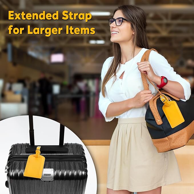 3 Pack Luggage Tags for Suitcases, TSA Approved Bag Tags, Baggage Tags with Privacy Protection, Travel Essentials Luggage Accessories, Energetic Yellow
