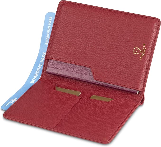 Vaultskin Leather Passport Holder, Slim RFID Blocking Travel Wallet for Men and Women, Fits Passport, Credit Cards, ID, Cash, Passport Cover Ideal Travel Accessories with Gift Box (Kensington)