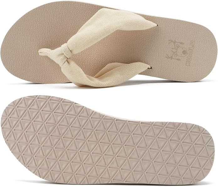 KuaiLu Flip Flops for Women with Arch Support Yoga Mat Comfortable Summer Beach Walking Thong Cushion Sandals Slip On Indoor Outdoor
