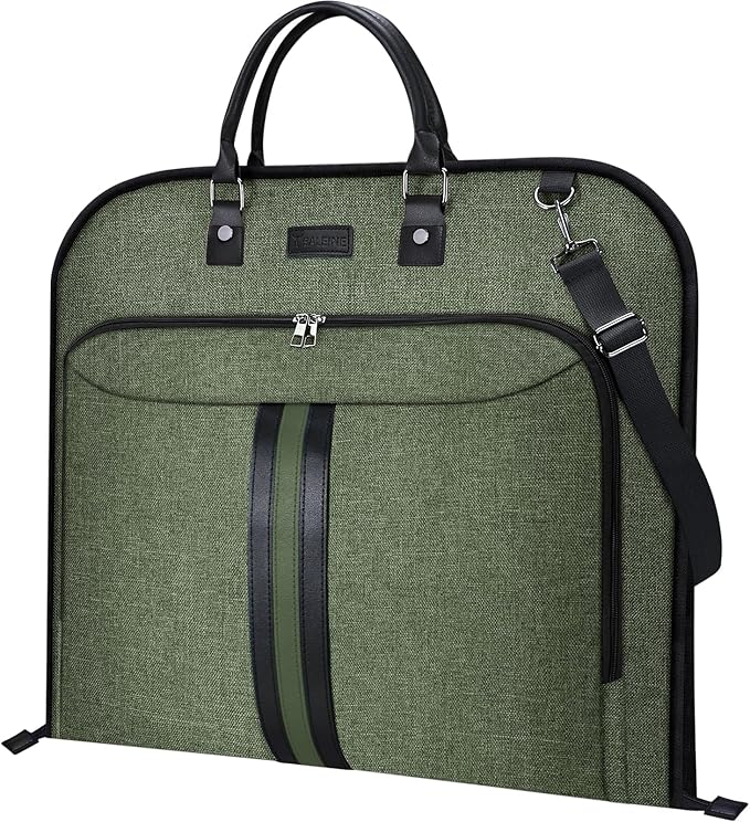 BALEINE Travel Garment Bag, Travel Suit Bag for Men, 42'' Waterproof Carry on Garment Bag for Hanging Clothes, Garment Duffel Bag for Travel Business (Green)