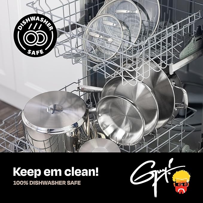 Guy Fieri's Flavortown 10-Piece Stainless Steel Cookware Set - Includes Frying Pans, Saucepans, Saute Pan and Stock Pot - Pots and Pans, Oven-Safe up to 500F