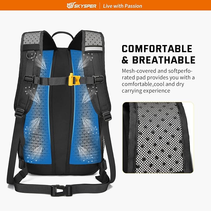 SKYSPER Small Hiking Daypack, 20L Lightweight Travel Backpacks Day Hike Pack with Waist Strap for Women Men