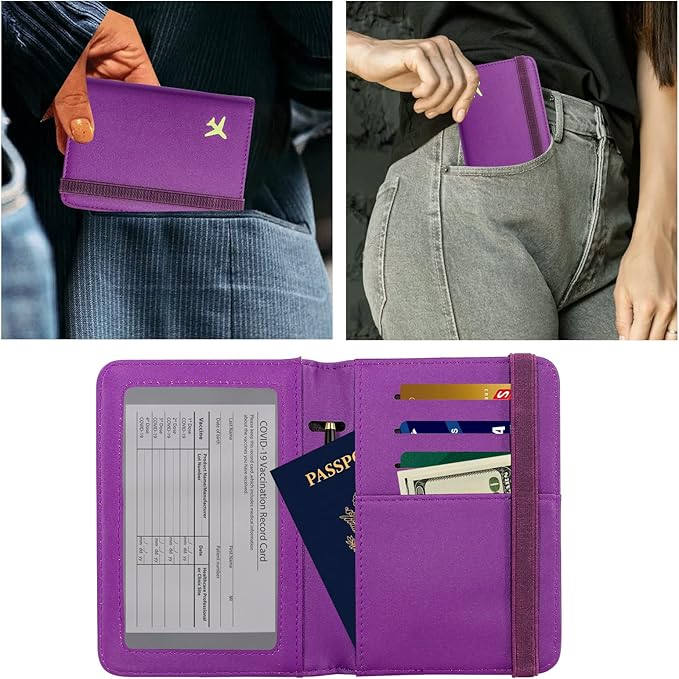 ZOPPEN Passport Holder Wallet, Passport Cover Travel Wallet Women Travel Essentials Accessories Document Organizer Travel Must Haves Rfid Blocking Cover Case for Women and Men, Purple