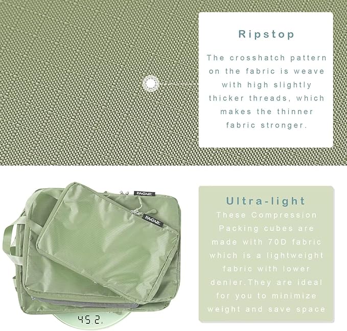 BAGAIL 6 Set Ultralight Compression Packing Cubes Packing Organizer for Travel Accessories Luggage Suitcase Backpack