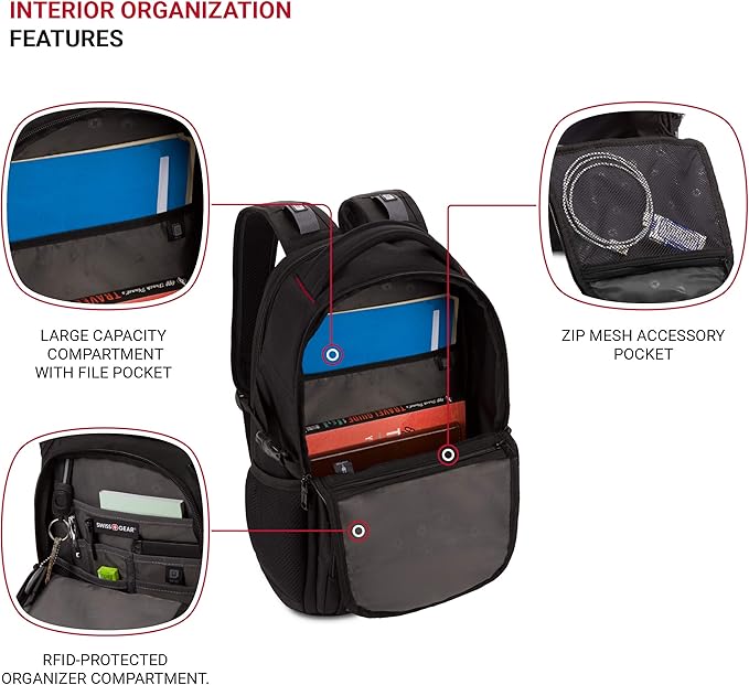 SwissGear Mini 1900 Scansmart Slim Version Laptop Backpack, Black, 16-Inch