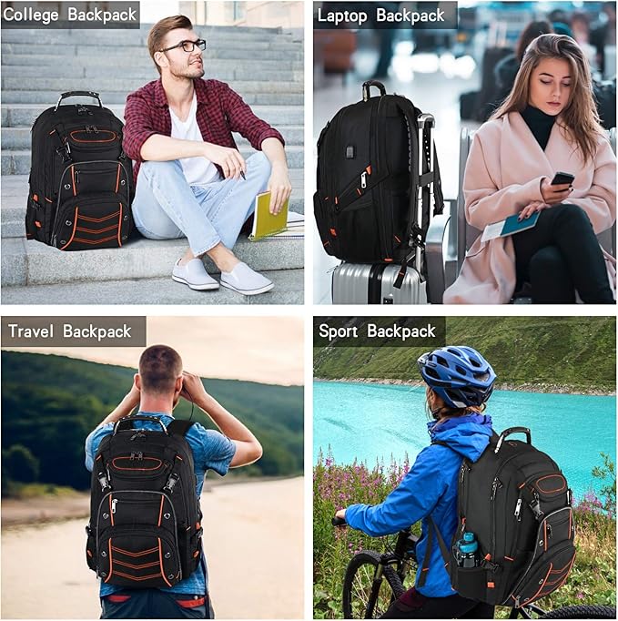 VECKUSON 18.4 Laptop Backpack for Men, 55L Extra Large Gaming Laptops Backpack with USB Charger Port,TSA Friendly Flight Approved and RFID Anti-Theft Pocket