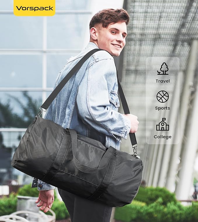 Vorspack Duffel Bag 20-24-28 Inches Foldable Gym Bag for Men Women Duffle Bag Lightweight with Inner Pocket for Travel Sports