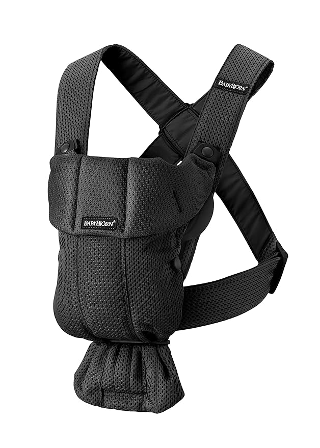 BabyBjörn Baby Carrier Mini, Black, 3D Mesh | Newborn Carrier (7-25 lbs), Ergonomic, Easy-to-Use