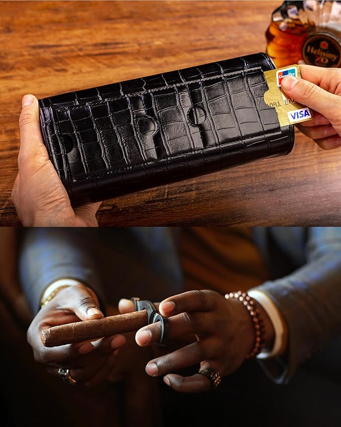 MR.OKAY 3 Watch Travel Case-Classic Leather Watch Case With Superb Texture. (Portable Watch Roll Or Organizer For Storage And Display).Festival Gift For Men, All Handcrafted By Artisans.