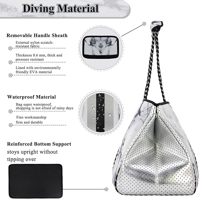 QOGiR Neoprene Multipurpose Beach Bag Tote with Inner Zipper Pocket … … … …