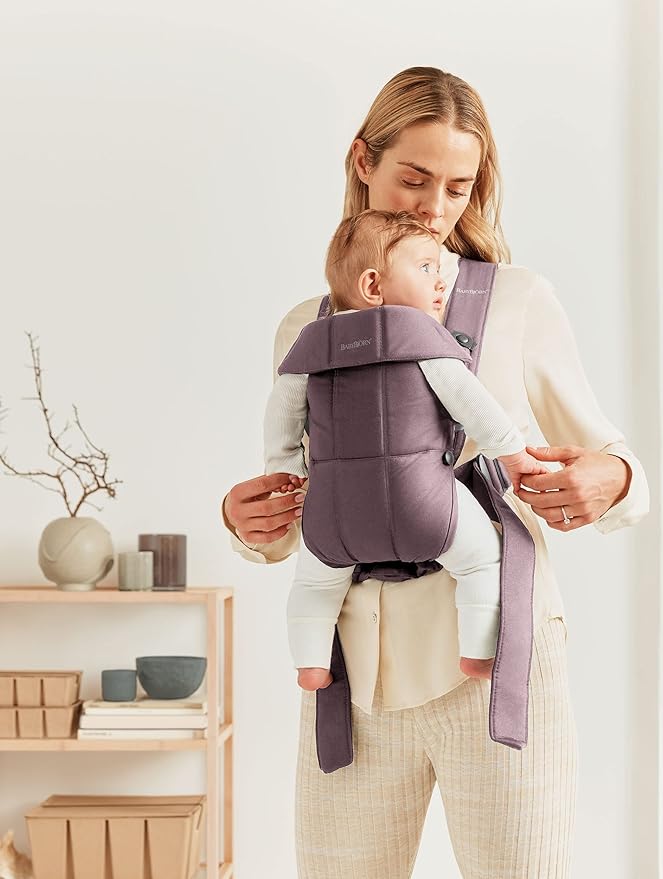 BabyBjörn Baby Carrier Mini, Cotton, Dark Purple | Newborn Carrier (7-25 lbs), Ergonomic, Easy-to-Use
