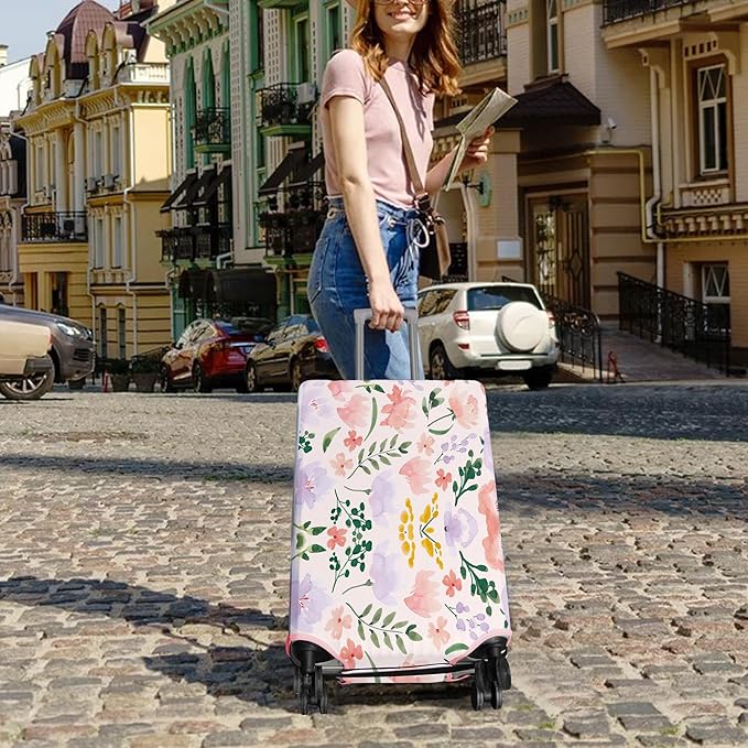 Travel Luggage Cover Suitcase Protector Fits 18-32 Inch Wheel Covers PatternedTravel Related Items Flower Luggage Protector Elastic XL