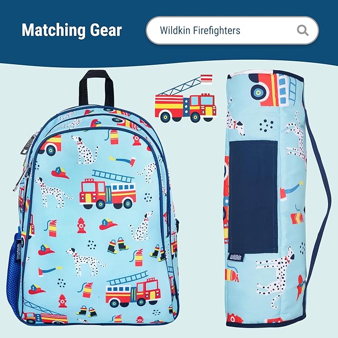 Wildkin Kids Insulated Lunch Box – Durable and Reusable for School & Travel - Firefighters
