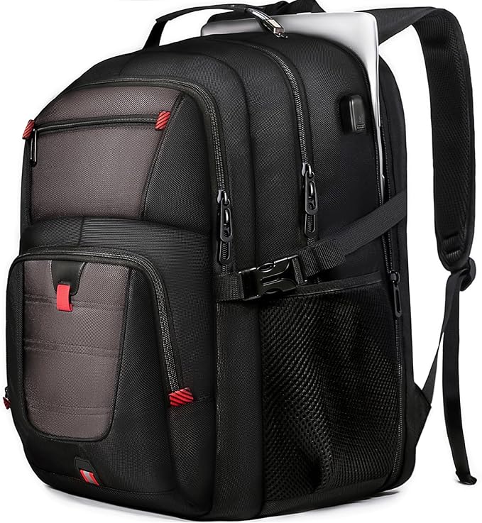 Extra Large Backpack, Travel Backpack, 17.3 Laptop In for Men, Extra Sturdy TSA Friendly with USB Port College School Rucksack Bag Gifts for Him Men Women, Grey