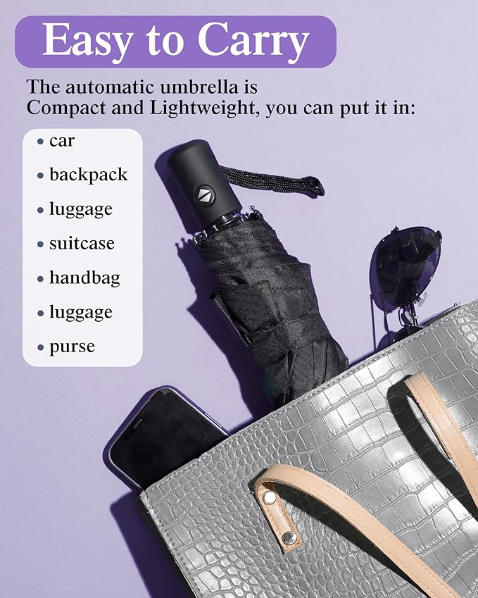 Yahenda 4 Pack Windproof Travel Umbrellas Bulk Automatic Open and Close Umbrella Folding Rain Umbrella for Men Women