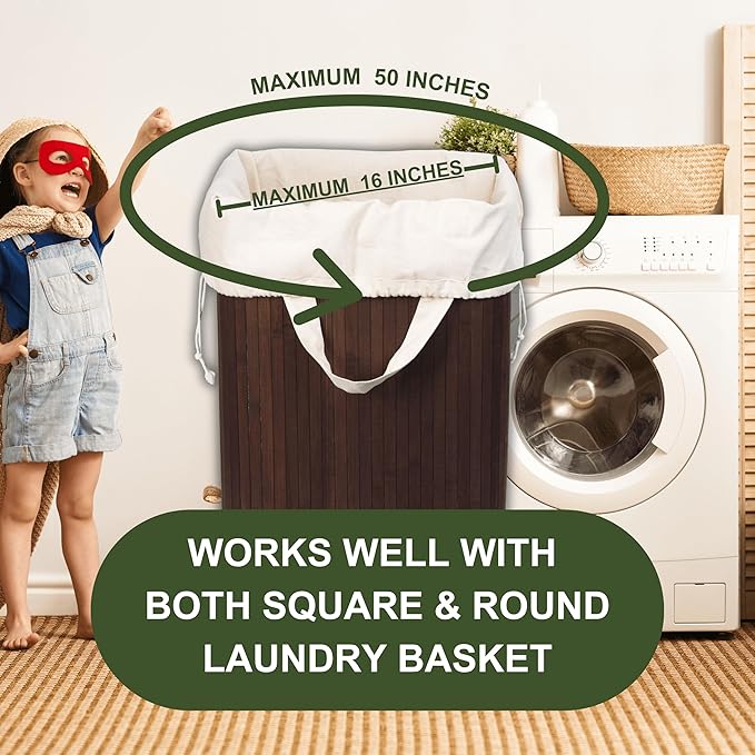 College Dorm Laundry Bags - Versatile and Heavy Duty College Laundry Hamper Liner with Drawstring - Canvas Laundry Basket Liner - 100% Cotton, Washable and Foldable Cloth Laundry Bags (1 Pack)