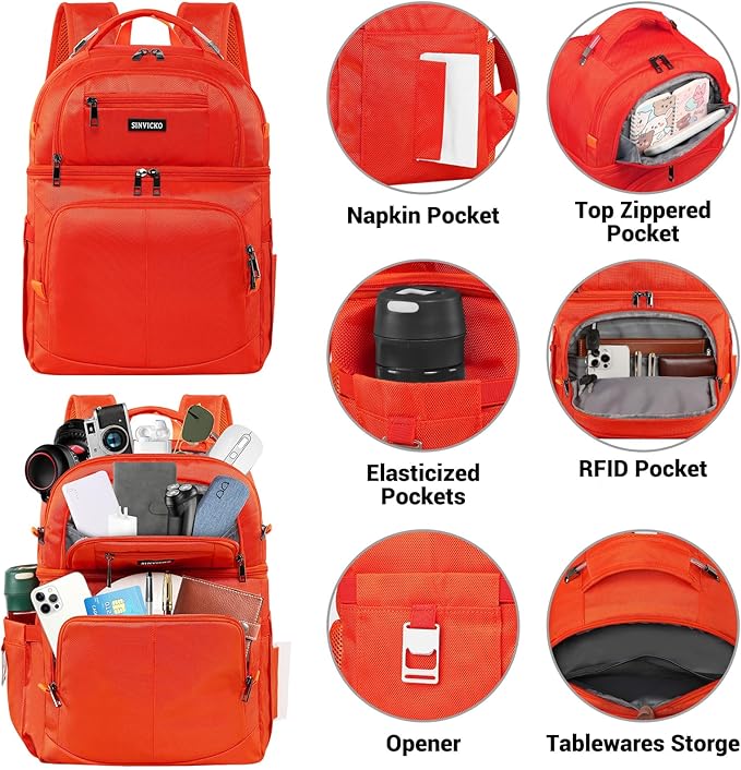 Insulated Cooler Backpack,Double Deck Leakproof Cooler Bag,Insulated Backpack Cooler Lunch Backpack for Men Women