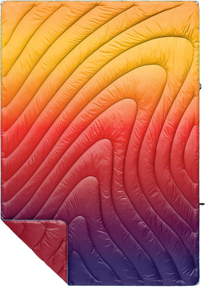 Rumpl Original Puffy Blanket - Warm, Water-Resistant Camping Blanket with 100% Recycled Synthetic Insulation, 52"x75", Original Puffy V1, Pyro Fade