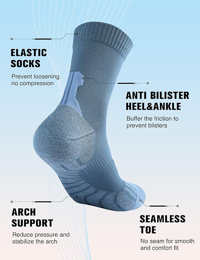 Compression Crew Running Socks: Athletic Socks for Men Women with Cushion,3 Pairs Work Hiking Basketball Sport Socks