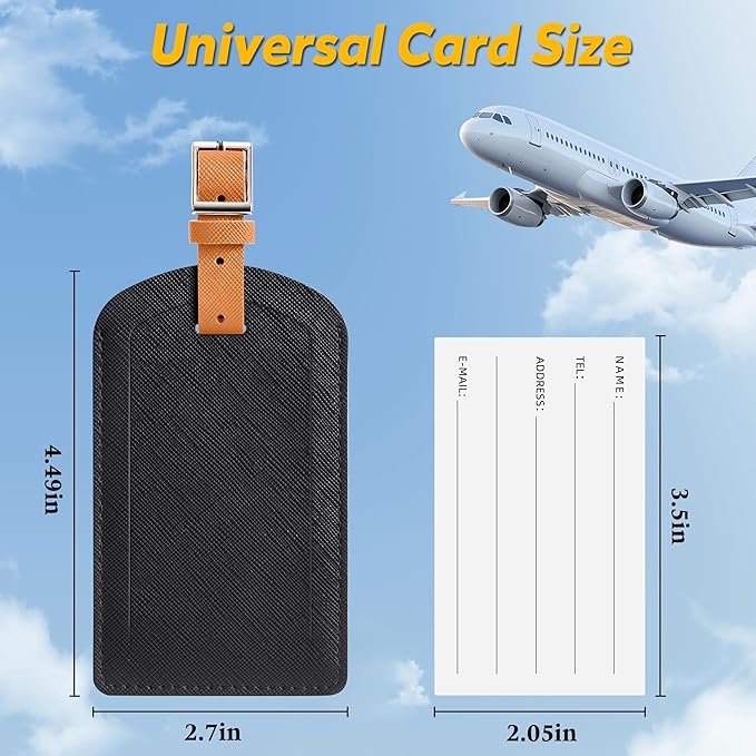 3 Pack Luggage Tags for Suitcases, TSA Approved Bag Tags, Baggage Tags with Privacy Protection, Travel Essentials Luggage Accessories, Black & Brown