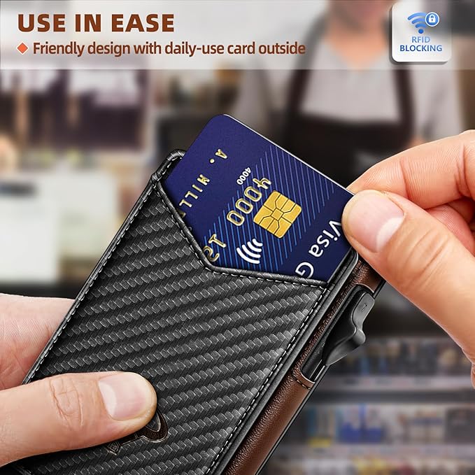 BULLIANT Men Wallet,Money Clip Wallet Slim For Gift Men 9Cards-Metal Credit Card Case in Magnetic Leather Flip