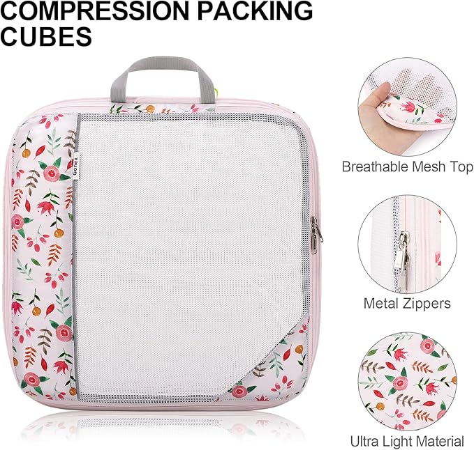 Compression Packing Cubes, Gonex Extensible Storage Mesh Bags Organizers