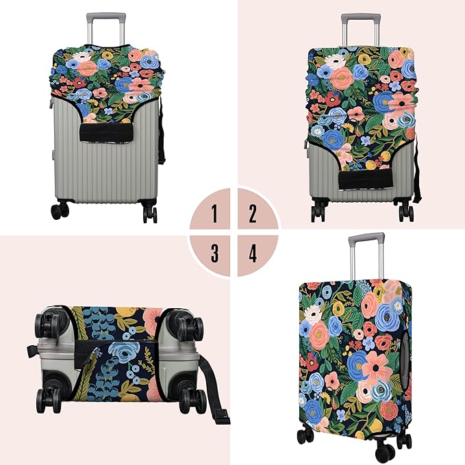 Travel Luggage Cover Suitcase Protector Fits 18-32 Inch Wheel Covers PatternedTravel Related Items Flower Luggage Protector Elastic XL