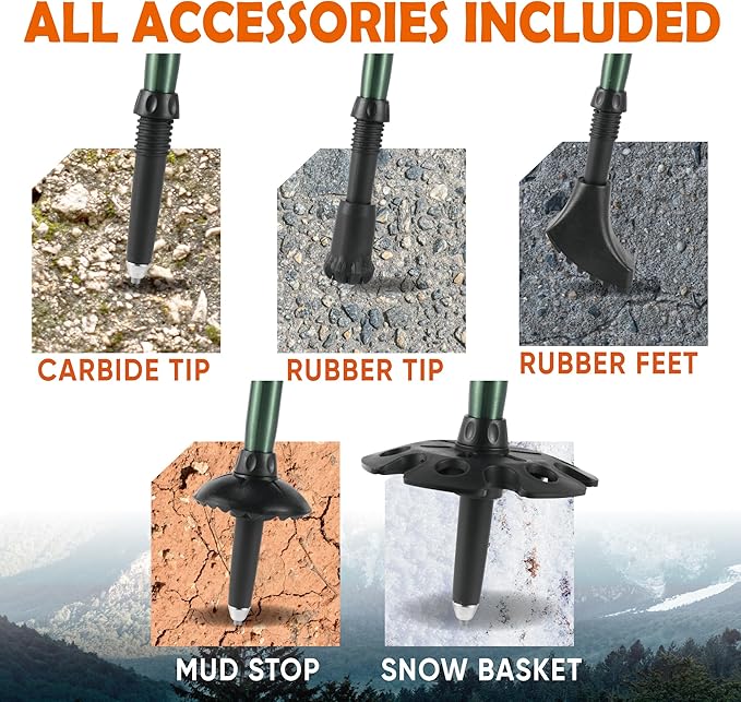 Trekology Trek-Z Collapsible Hiking & Trekking Poles - Balance Support for Seniors, Women, and Men, 2pc Per Set