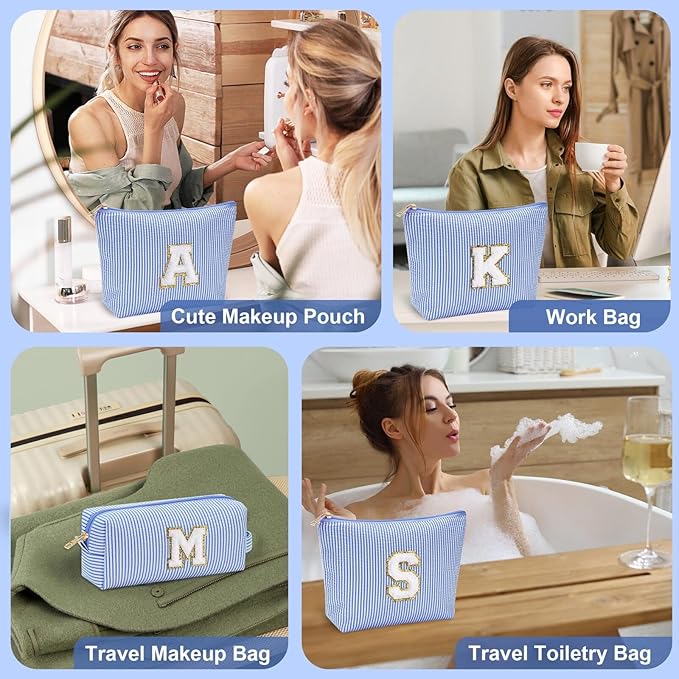 YOOLIFE Personalized Travel Makeup Bag - Cute Cosmetic & Skin Care Bag for Sister, Wife, Friend, Engagement, Wedding, Mother's Day Gift
