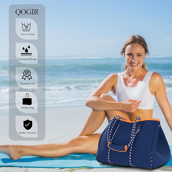 QOGiR Neoprene Multipurpose Beach Bag Tote with Inner Zipper Pocket … … … …