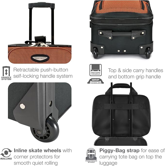 Travel Select Amsterdam 8-Piece Softside Expandable Luggage Set, Lightweight 2-Wheel Suitcases with Packing Cubes & Travel Tote, Durable Polyester Construction, Gray