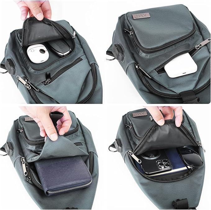 AMJ Crossbody Sling Bag Men Women, Casual Shoulder Backpack, Chest Daypack Satchel for Hiking Travel