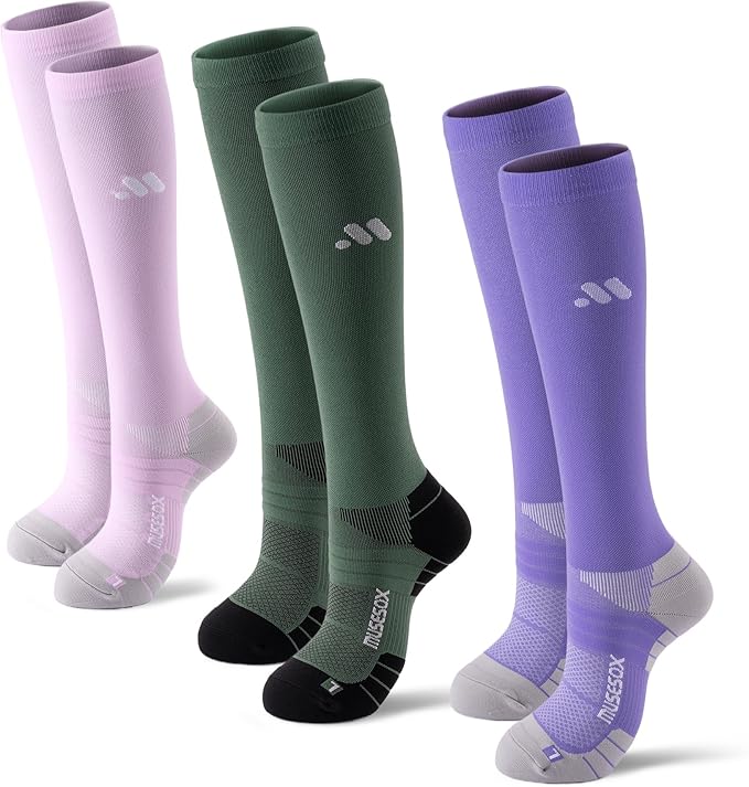 Compression Socks for Women and Men,Knee High 15-20mmHg Graduated Circulation(3 Pairs) for Nurses,Pregnant,Travel