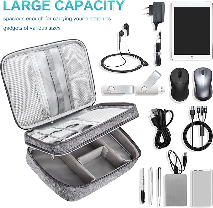 CILLA Electronics Organizer Travel, Travel Cord Organizer Case, Compact Electronics Accessories Bag for Cable, Cord, Charger, Phone