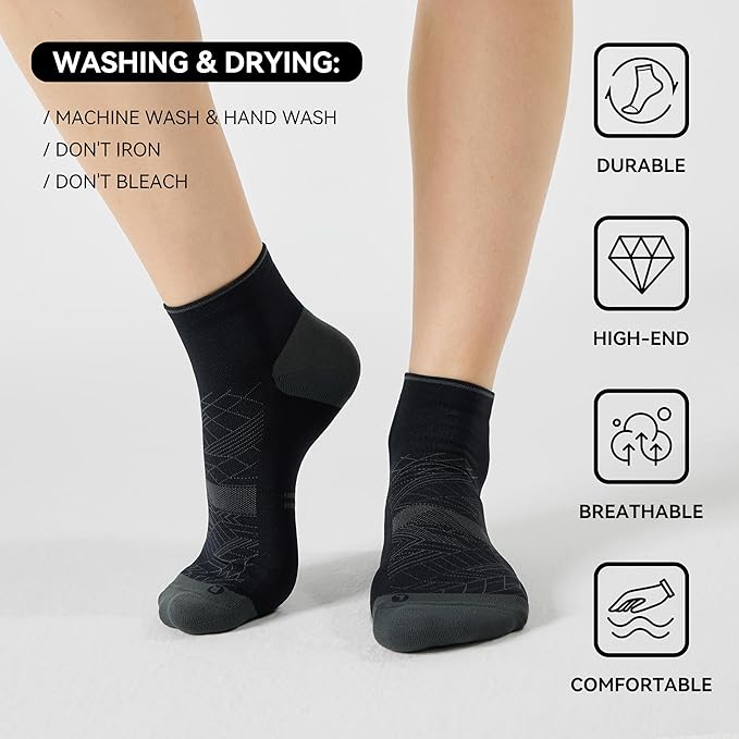 CS CELERSPORT 2/5 Pairs Ankle Compression Socks for Men and Women Running Athletic Socks
