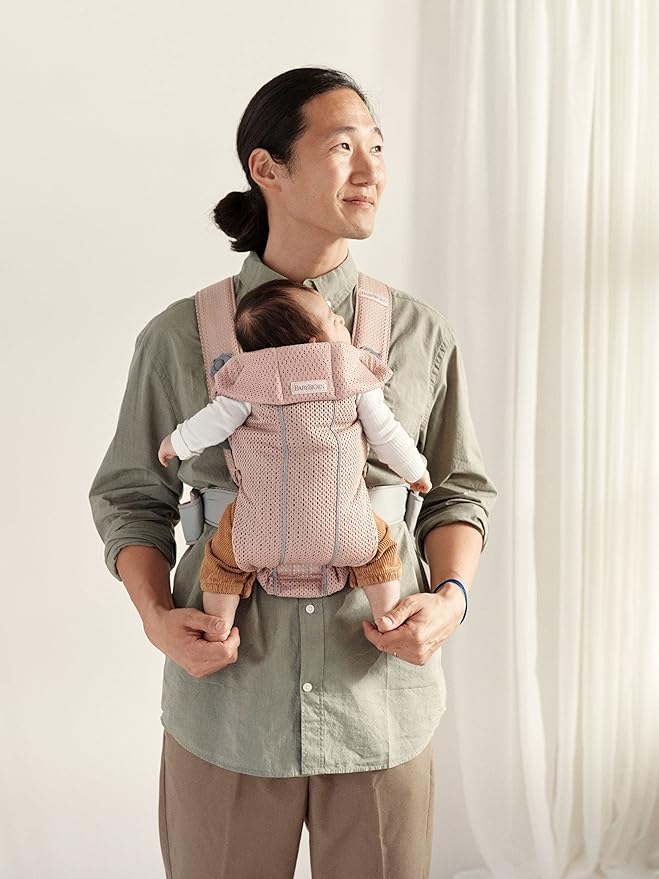 BabyBjörn Baby Carrier Mini, 3D Mesh, Dusty Pink | Newborn Carrier (7-25 lbs), Ergonomic, Easy-to-Use