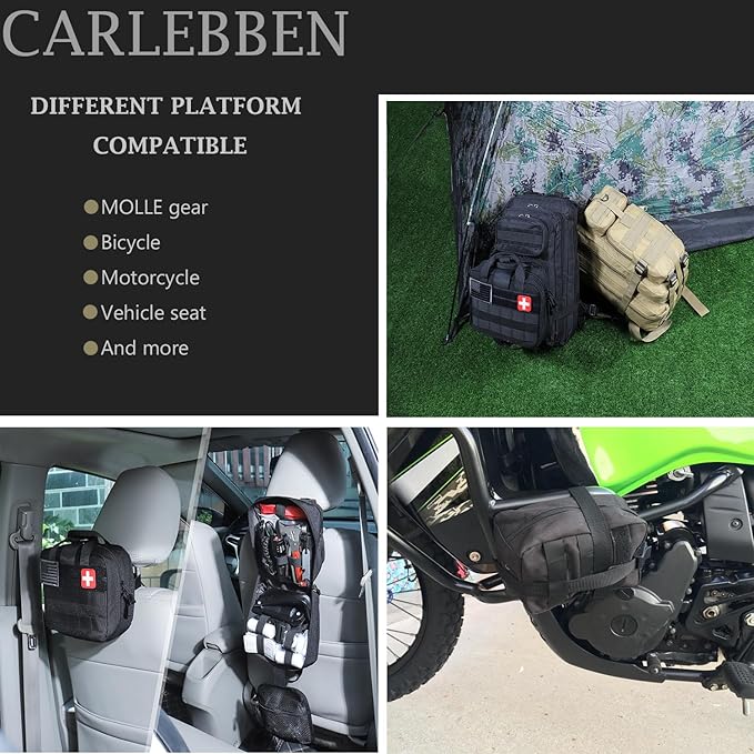 Carlebben Survival Kit Camping kit First Aid Kit Emergency Bugout Bag Gifts for Men Tactical Gear Accessories Molle Attachments Military