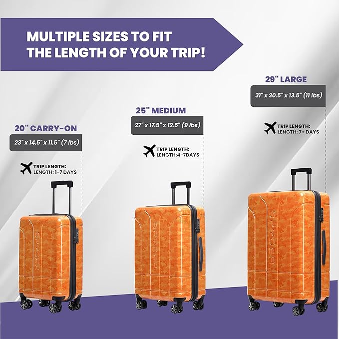 Spyder Matrix 20 Inch Carry On Expandable Hardside Upright Suitcase with 360° Spinner Wheels, TSA Approved Lock, Orange