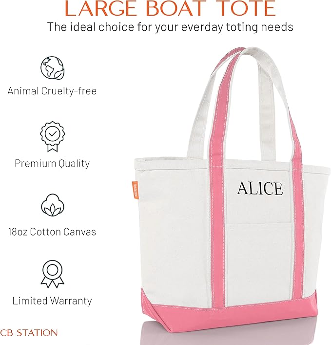 CB STATION Medium Classic Canvas Tote Bag for Women, Top Zipper Closure, Outer Pocket, Daily Essentials, Groceries, Traveling