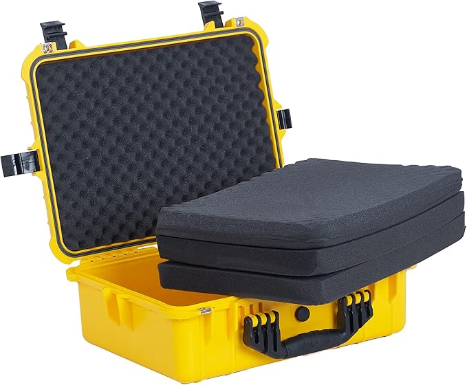 MEIJIA Portable Waterproof Protective Case,Hard Camera Case,Customized Fit Foam Inserted, Elegant Black,Fit for Camera, Equipments, Lens,Drones(Black)