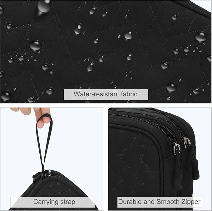 FYY Electronic Organizer, Large Travel Cable Organizer Bag Pouch Electronic Accessories Carry Case Portable Waterproof Double Layers All-in-One Storage Bag for Cable, Cord, Charger, Pattern Black