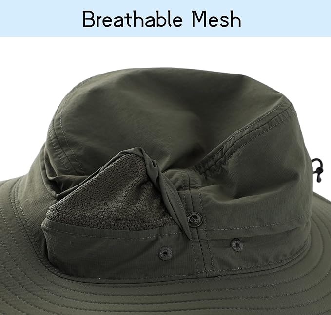 Connectyle Sun Hat for Men Women Outdoor UV Protection Safari Hat for Fishing Hiking Gardening Breathable Cowboy Hat UPF50