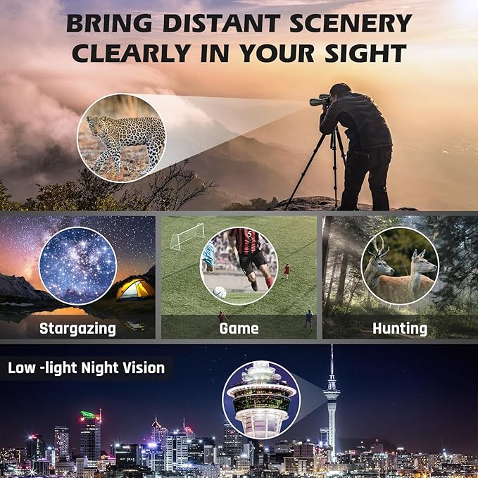 18x70 Binoculars for Adults High Powered, Large Aperture 70mm Astronomy Binoculars for Long Distance Viewing, Waterproof & Fogproof with Smartphone Adapter, Tripod Adapter, Carrying Case