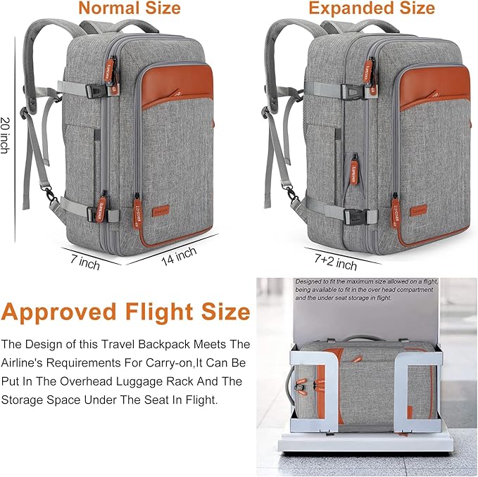Travel Laptop Backpack,42L Carry on Luggage, Flight Approved Expandable Backpack,Business Anti Theft Weekender Bags for Women Men, Water Resistant Expandable Backpacks With 4 Packing Cubes