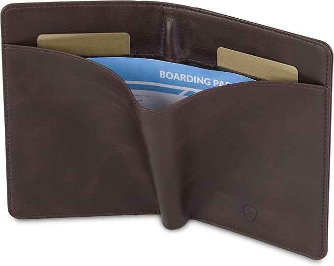 Vaultskin Leather Passport Holder, Slim RFID Blocking Travel Wallet for Men and Women, Fits Passport, Credit Cards, ID, Cash, Passport Cover Ideal Travel Accessories with Gift Box (Kensington)