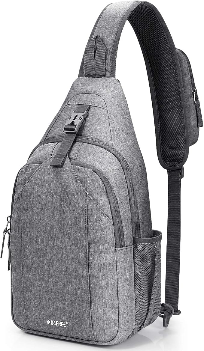 G4Free Sling Bag RFID Blocking Sling Backpack Crossbody Chest Bag Daypack for Hiking Travel(Gray)
