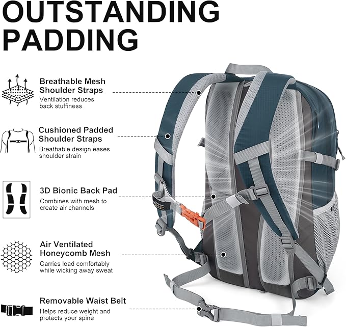 MOUNTAINTOP 25L/40L Hiking Backpack,Lightweight Travel Backpack for Men Women Outdoor Backpacking, Camping
